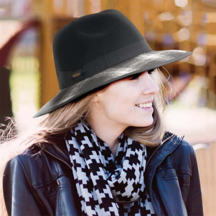 Plaid Brim Wool Felt Safari Hat - Adora® Hats Safari Hat Adora Hats