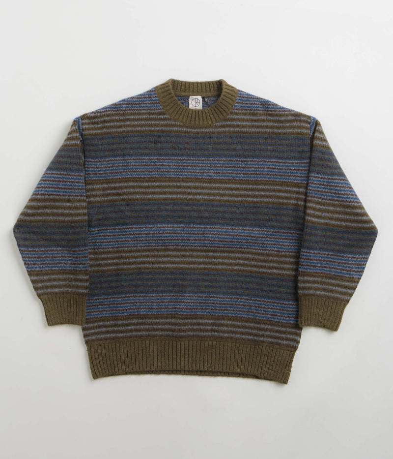 Polar George Sweatshirt in Blue Green Stripe