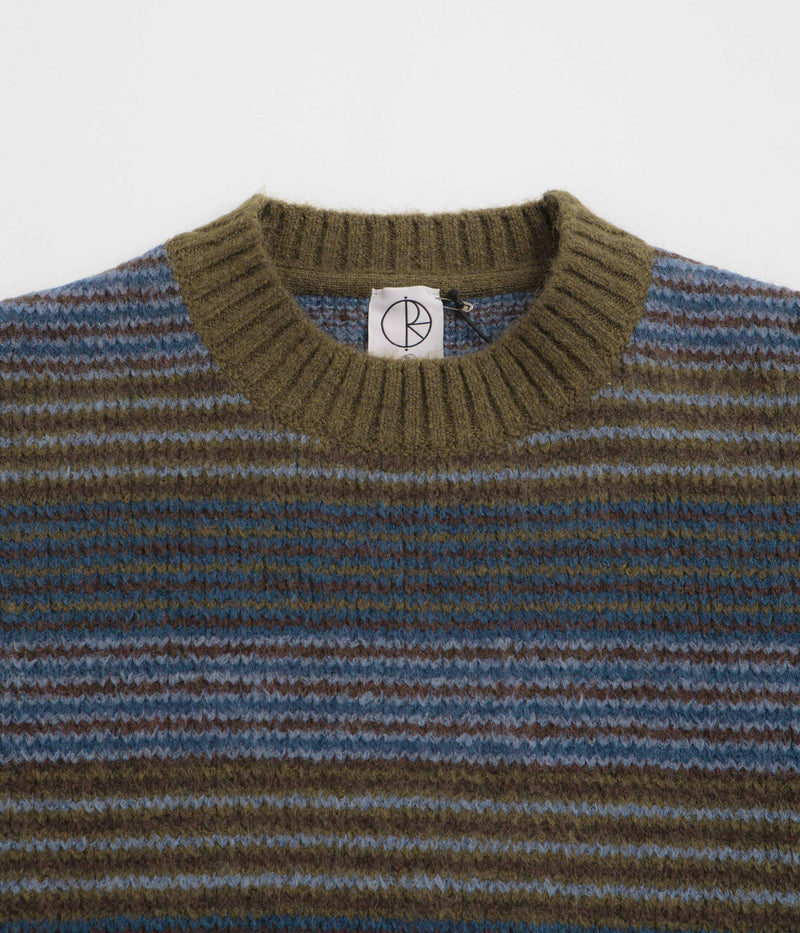 Polar George Sweatshirt in Blue Green Stripe