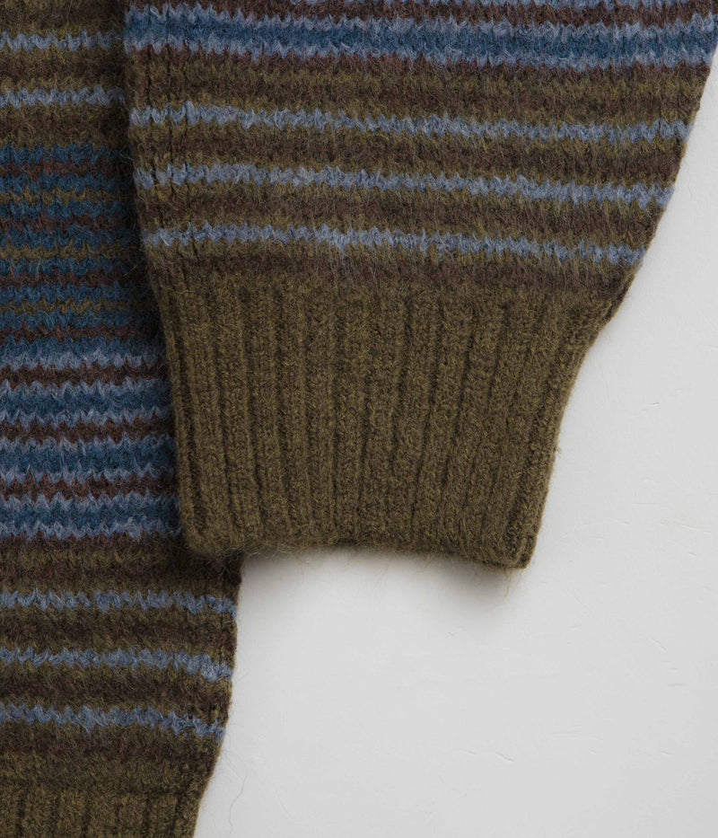 Polar George Sweatshirt in Blue Green Stripe