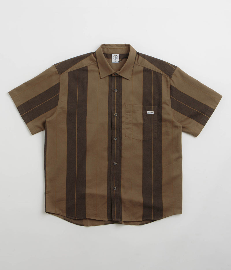 Polar Mitchell Short Sleeve Shirt in Brown Block Stripe