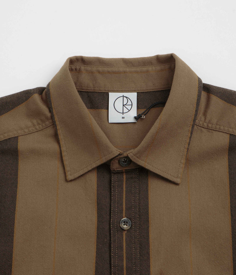 Polar Mitchell Short Sleeve Shirt in Brown Block Stripe