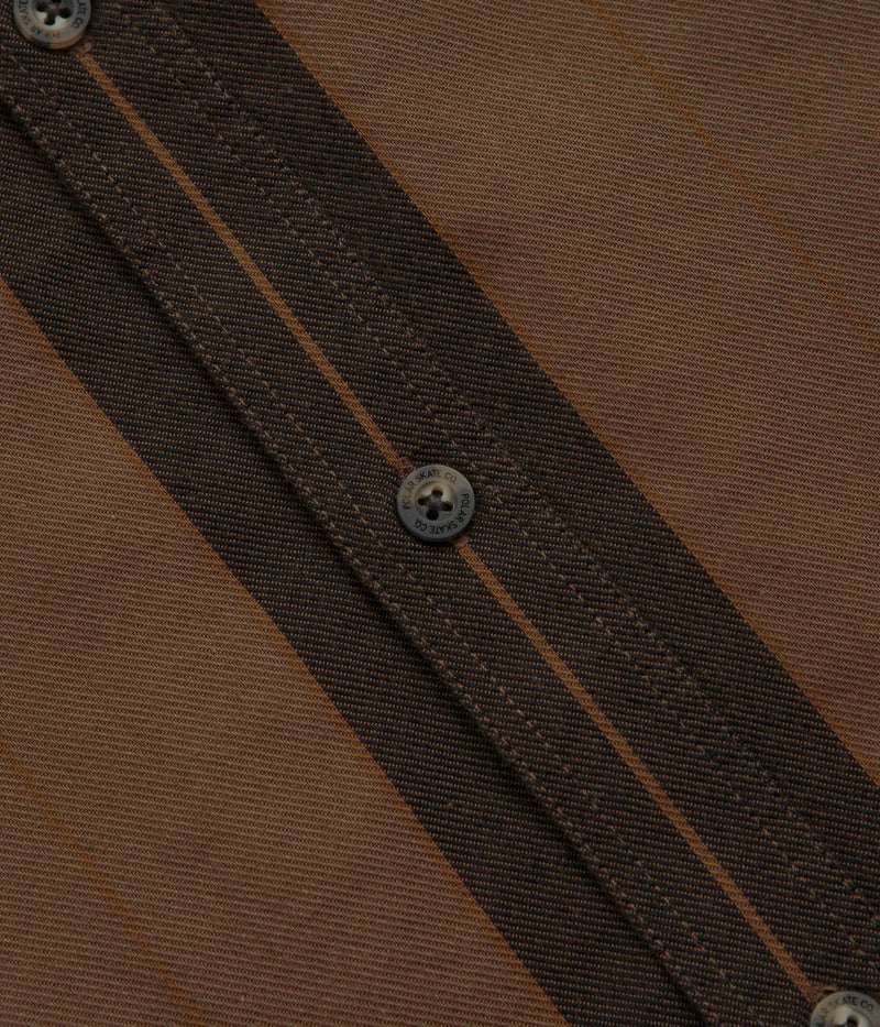 Polar Mitchell Short Sleeve Shirt in Brown Block Stripe
