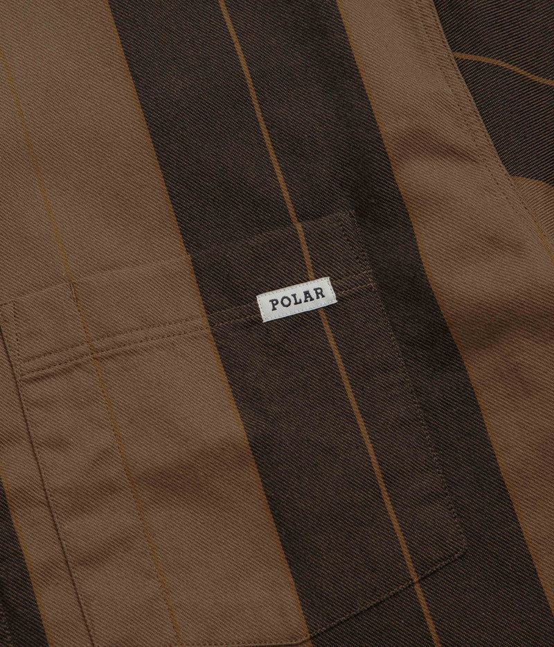 Polar Mitchell Short Sleeve Shirt in Brown Block Stripe