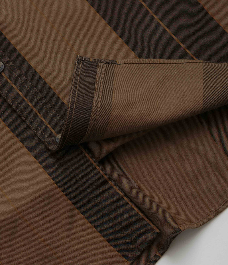 Polar Mitchell Short Sleeve Shirt in Brown Block Stripe