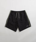 Polar Square Stripe Swim Shorts in Black and Jade Green
