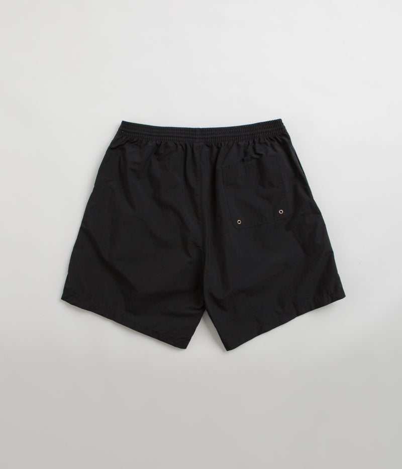 Polar Square Stripe Swim Shorts in Black and Jade Green