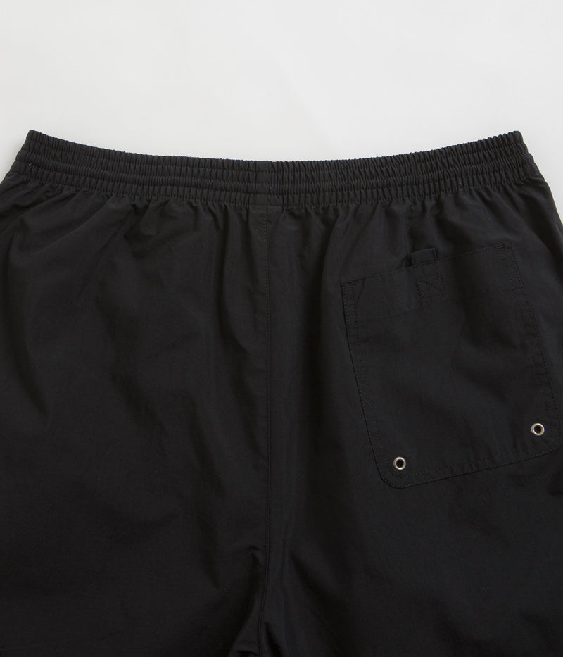 Polar Square Stripe Swim Shorts in Black and Jade Green