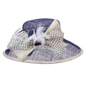 Polka Dot Bow Sinamay Big Brim Hat - Scala Collezione Dress Hat Scala Hats ld56NV Navy and Ivory
