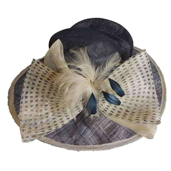 Polka Dot Bow Sinamay Big Brim Hat - Scala Collezione Dress Hat Scala Hats
