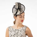 Polka Dot Bow Sinamay Cocktail Hat - KaKyCO Fascinator KaKyCO 102075-IV.BLK Ivory