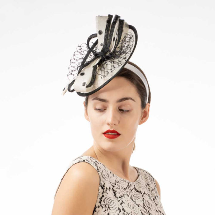 Polka Dot Bow Sinamay Cocktail Hat - KaKyCO Fascinator KaKyCO