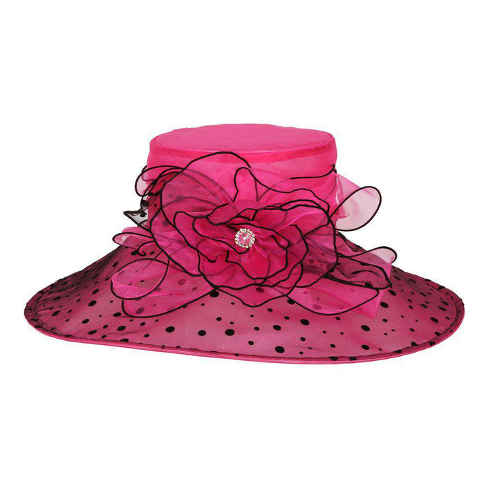 Polka Dot Brim Organza Hat - Kentucky Derby Hat Collection Dress Hat Something Special LA