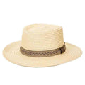 Polybraid Gambler Hat with Embroidered Band - Scala Hats Gambler Hat Scala Hats ms320m Natural Medium
