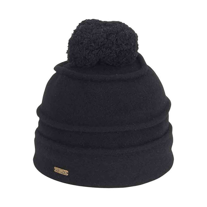 Pom Pom Beanie with Piping - Adora Hat® Beanie Adora Hats AD900A Black M/L (57-58 cm)