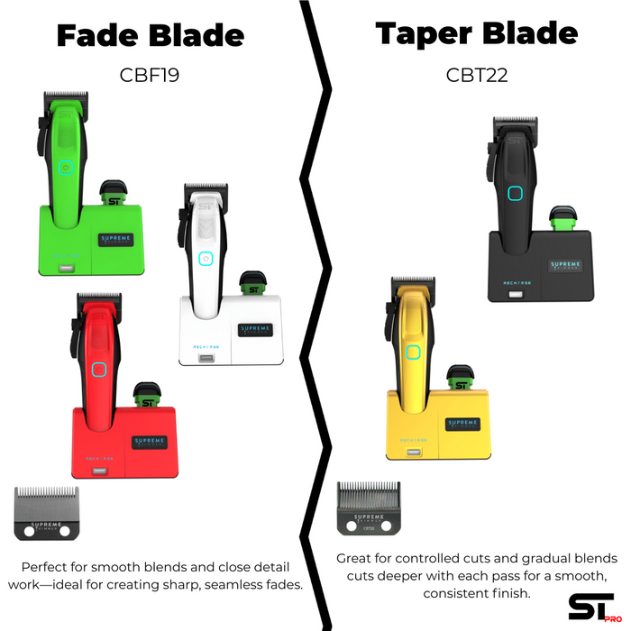 Supreme Trimmer Recharge Clipper Compatible with Fade and Taper Blade Configurations