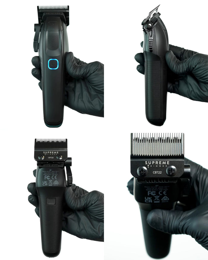 Supreme Trimmer Recharge Clipper Adjustable Blade and Taper Lever Close Up