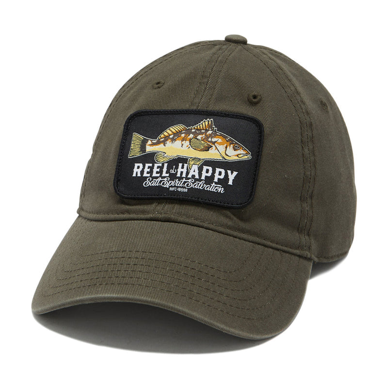 Reel Happy Calico Dad Hat - Olive Green