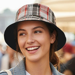Reversible Plaid Cotton Bucket Hat for Small Heads Bucket Hat MegaCI