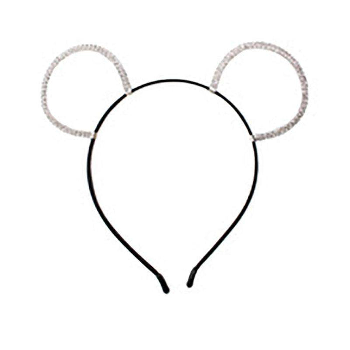 Rhinestone Studded Mouse Ears Headband Headband Something Special LA hdy6717S Silver