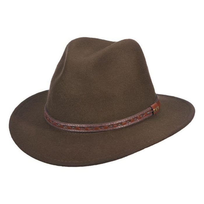 Richmond Crushable Water Repellent Wool Felt Safari Hat - Scala Hat Safari Hat Scala Hats DF47-OLIVE2 Olive Medium (57 cm)