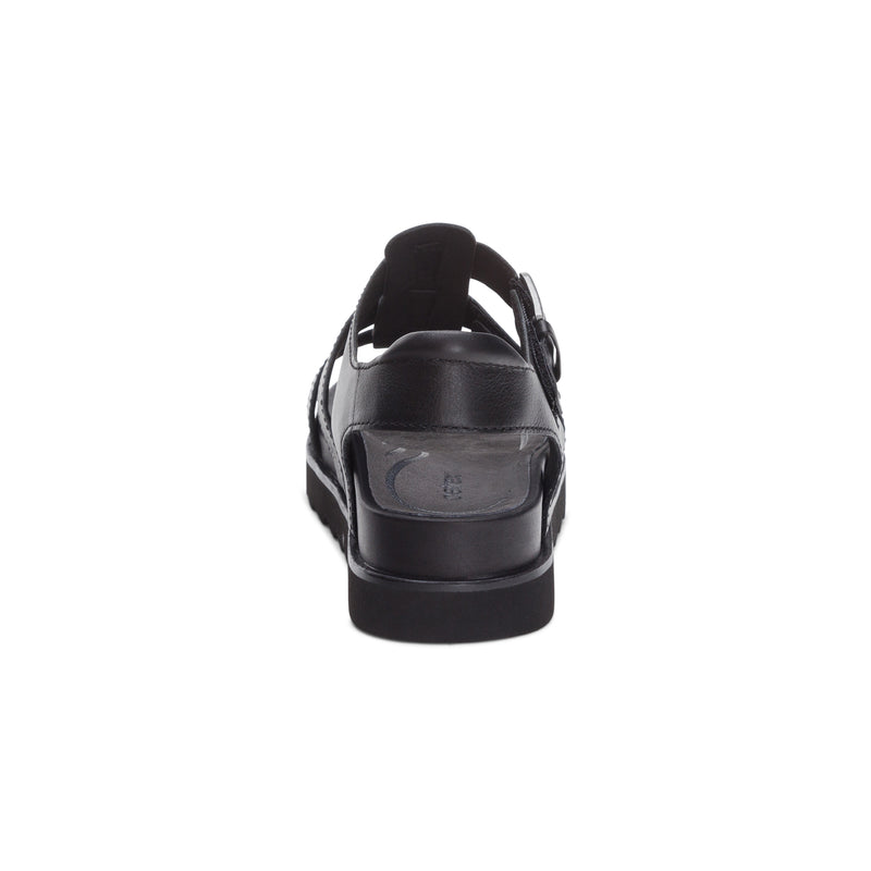 Romy Quarter Strap Cork Flat Sandal #color_black