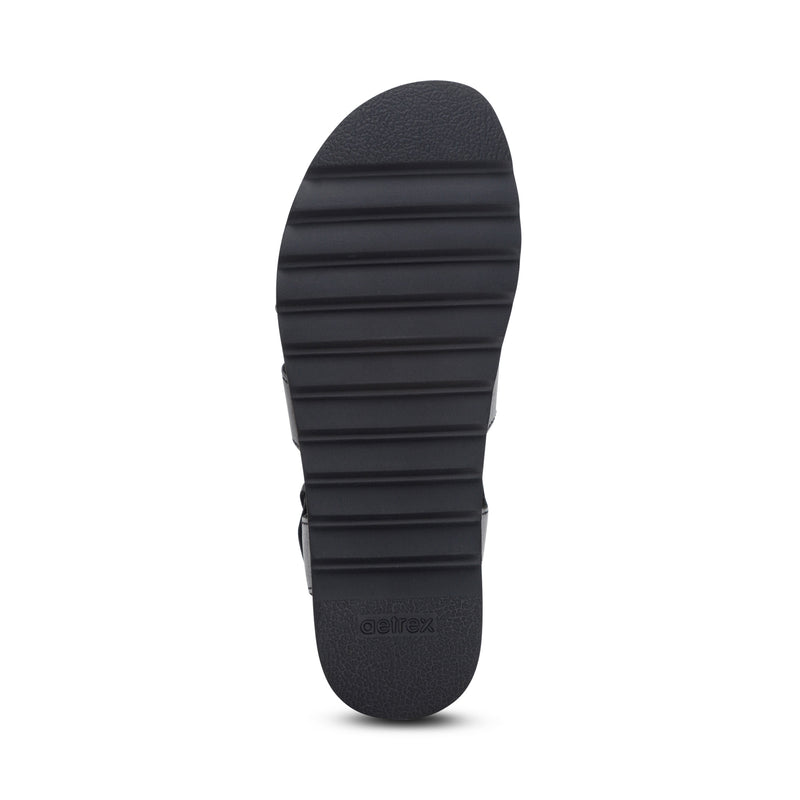 Romy Quarter Strap Cork Flat Sandal #color_black