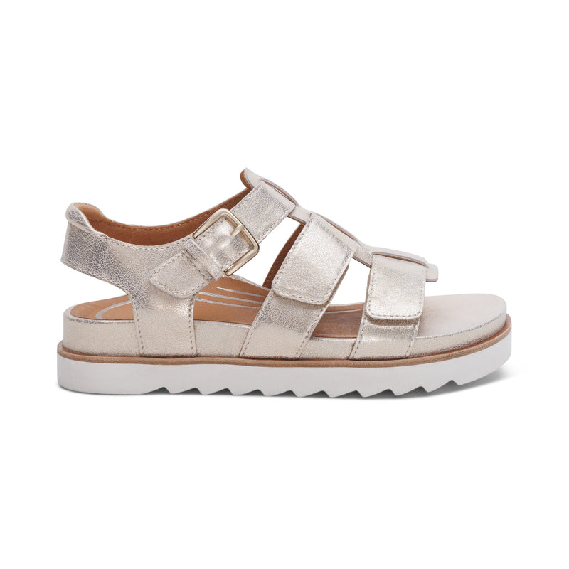 Romy Quarter Strap Cork Flat Sandal #color_champagne