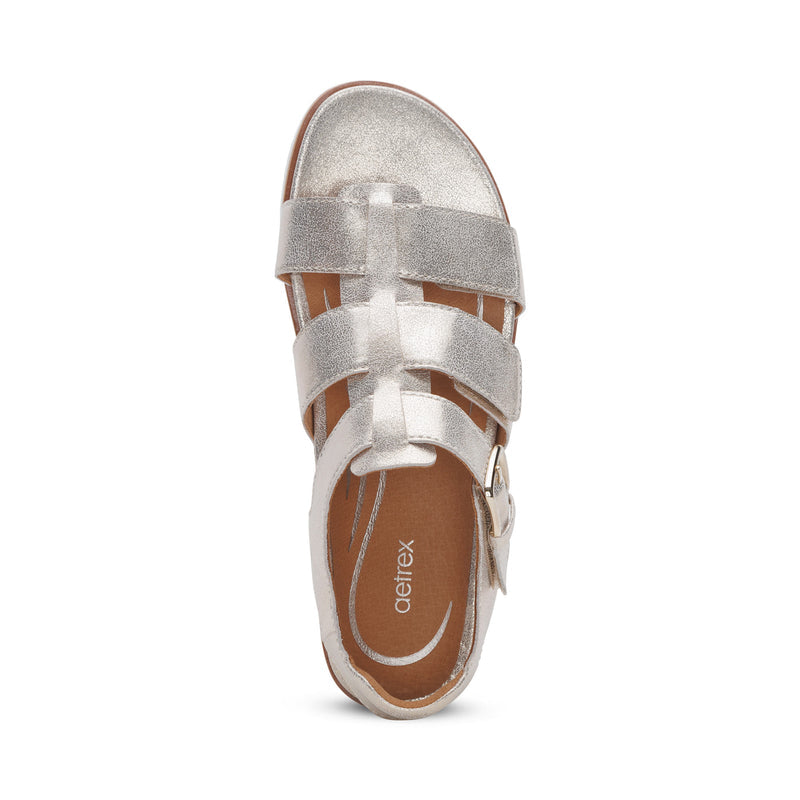 Romy Quarter Strap Cork Flat Sandal #color_champagne