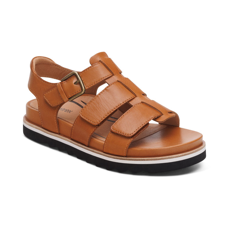 Romy Quarter Strap Cork Flat Sandal #color_ginger