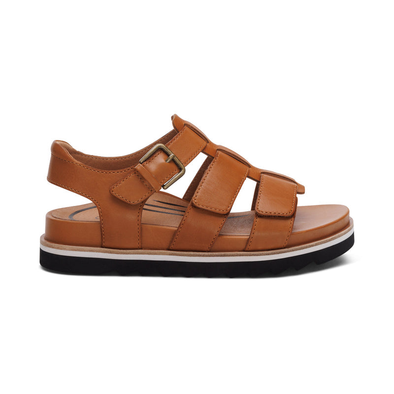 Romy Quarter Strap Cork Flat Sandal #color_ginger