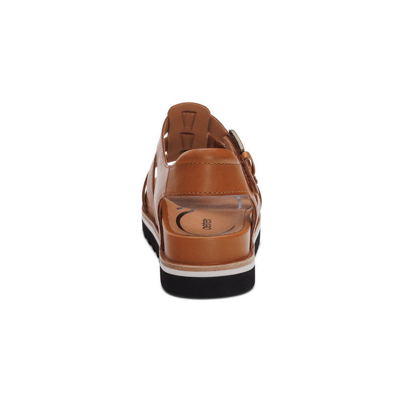 Romy Quarter Strap Cork Flat Sandal #color_ginger