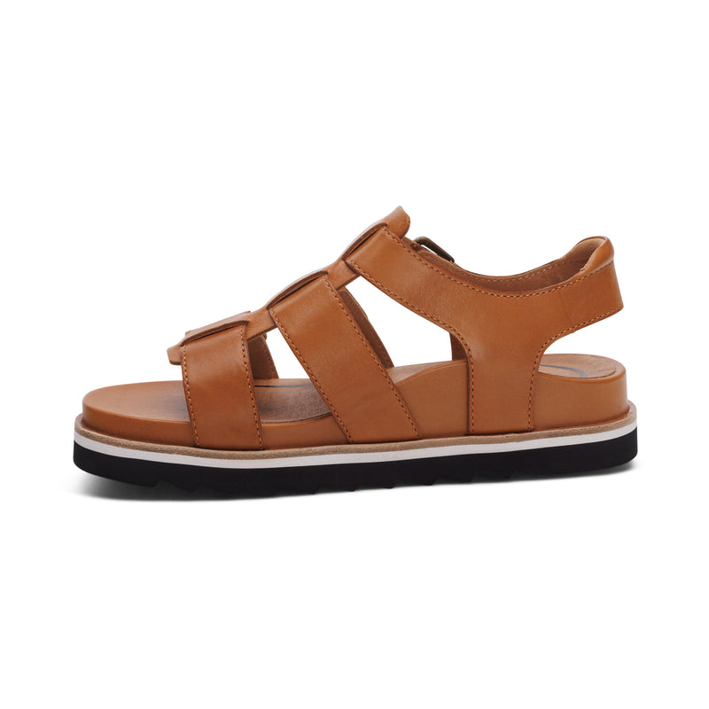 Romy Quarter Strap Cork Flat Sandal #color_ginger