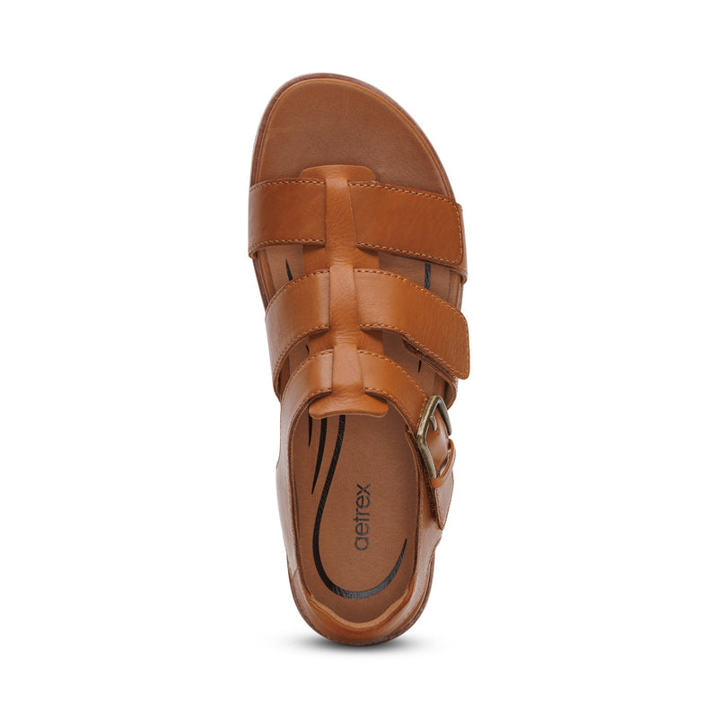 Romy Quarter Strap Cork Flat Sandal #color_ginger