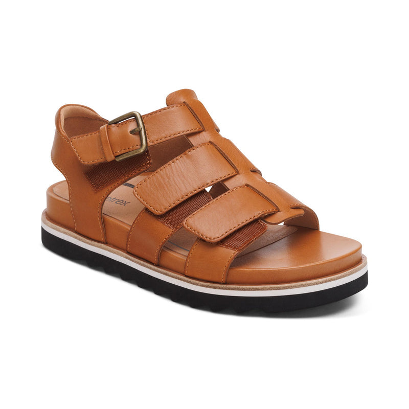 Romy Quarter Strap Cork Flat Sandal #color_ginger