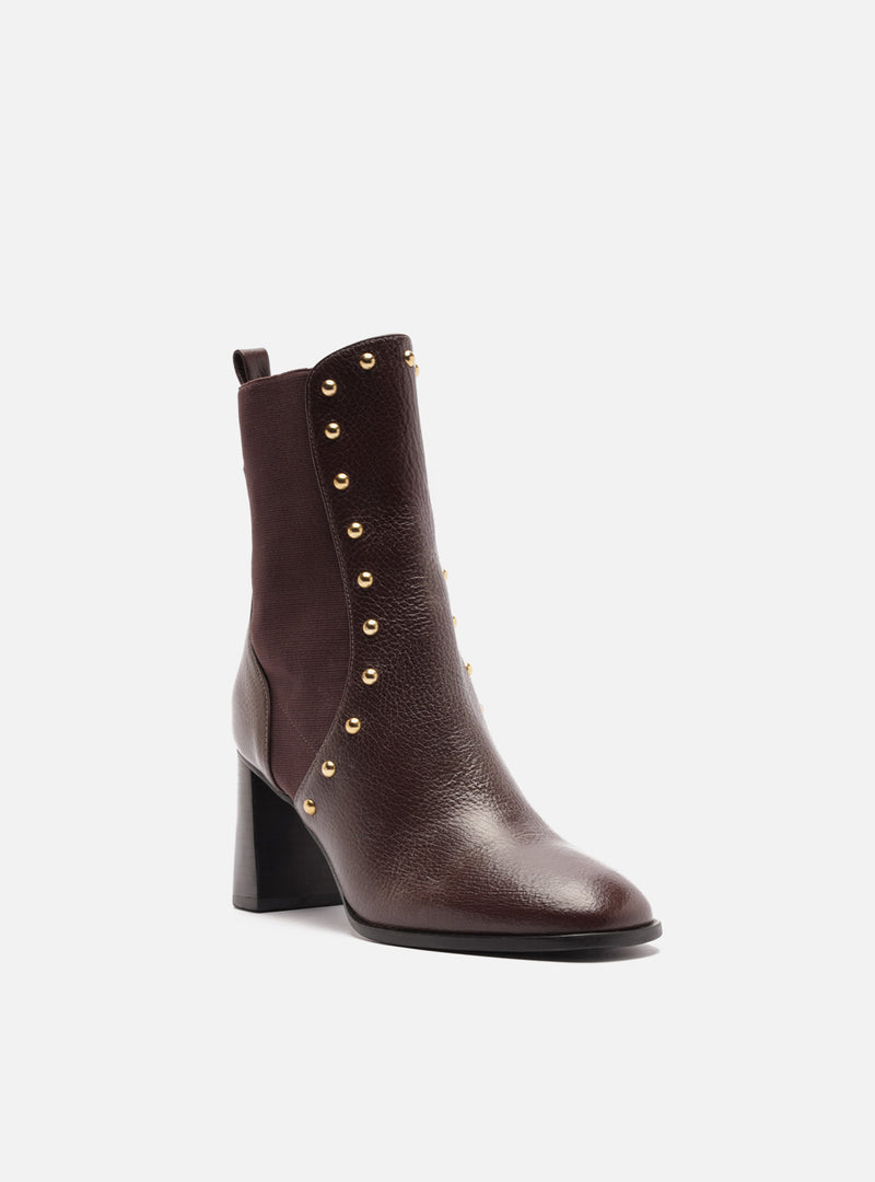 Rony Mid Block Leather Bootie Booties R/26