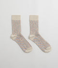 RoToTo Kasuri Ribbed Socks in Coral and Blue