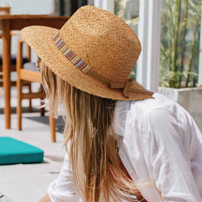 Rough Braid Raffia Hat with Guatemalan Pattern Band  - Sun 'N' Sand Hats Lifeguard Hat Sun N Sand Hats