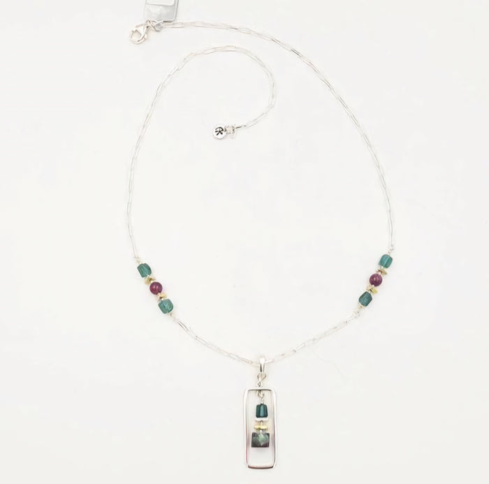Ruby and Kyanite Pendant Necklace