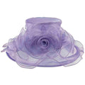 Ruffle Brim Organza Hat with Rose Center Dress Hat Something Special LA hto2154lv Lavender