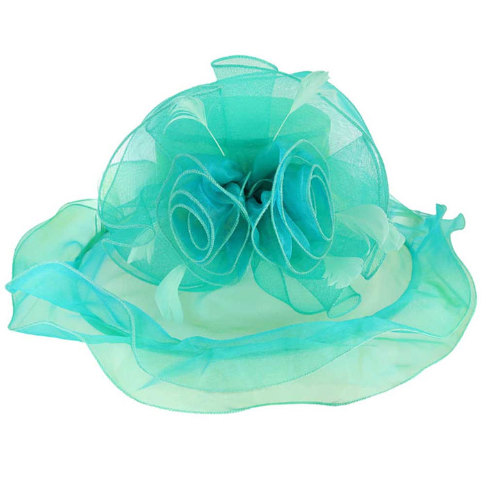 Ruffle Edge Dual Flower Derby Hat - Something Special Hats Dress Hat Something Special LA HTO2596MT Mint