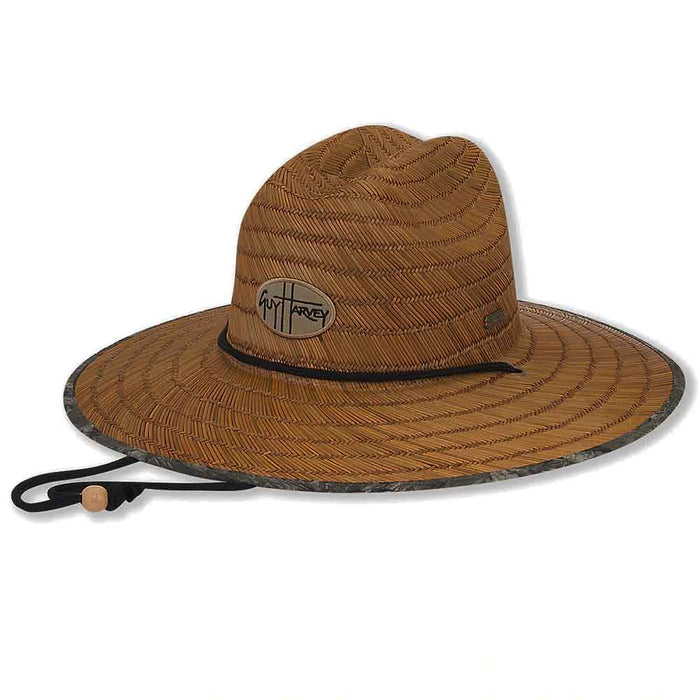 Rush Straw Lifeguard Hat with Swordfish Underbrim - Guy Harvey Lifeguard Hat Guy Harvey HG872 Brown M/L (57-59 cm)