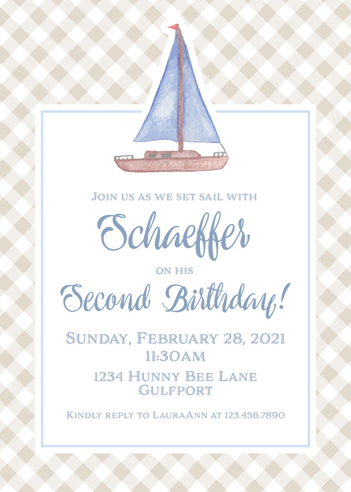 Sailboat Birthday Invitation