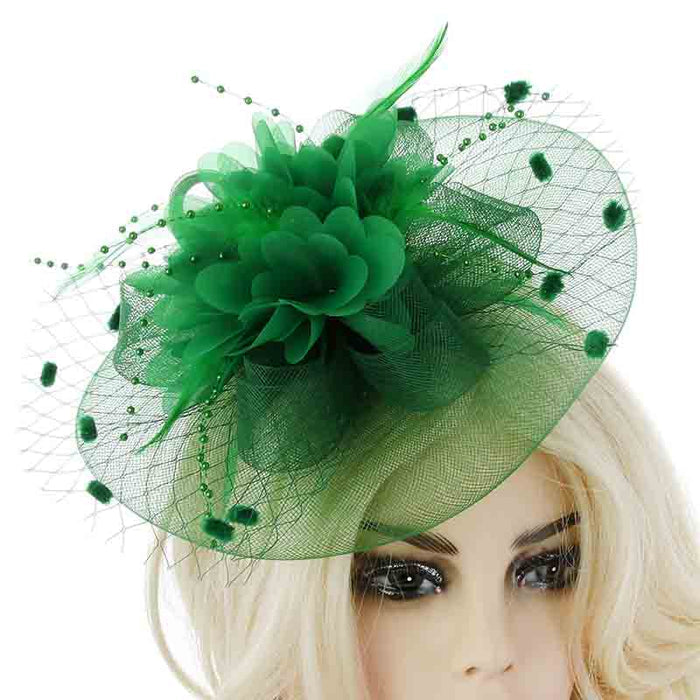 Satin Flower Dotted Netting Fascinator Headband - Something Special Fascinator Something Special LA