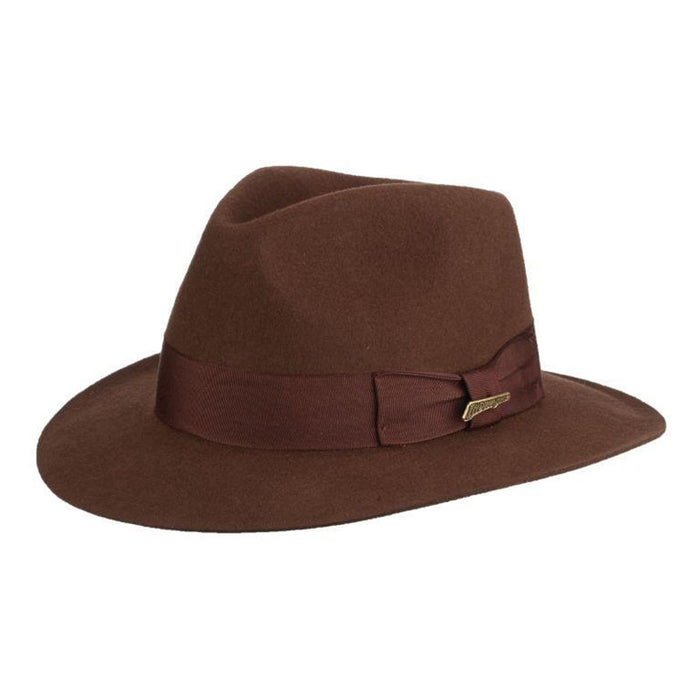 Satipo Wool Felt Fedora Hat with Raw Edge, up to 2XL - Indiana Jones Hat Fedora Hat Indiana Jones Hats IJ551-BRN1 Brown Small (54.5 cm)