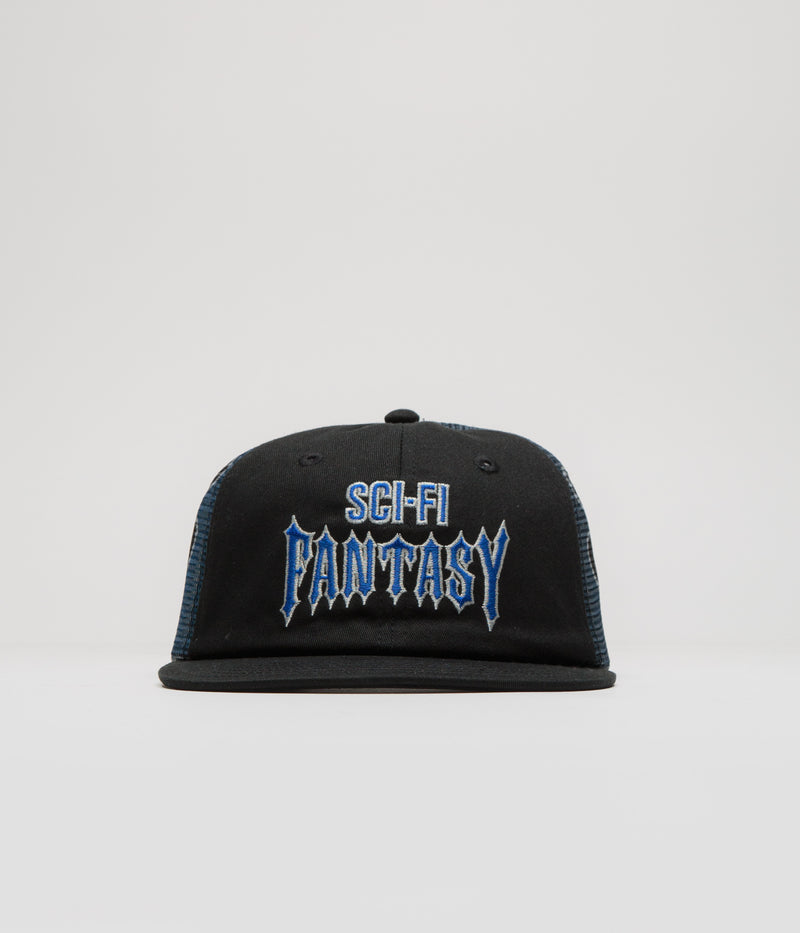 Sci-Fi Fantasy Biker Logo Cap in Black