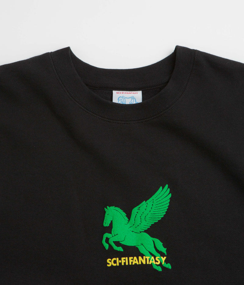 Sci-Fi Fantasy Pegasus Crewneck Sweatshirt in Black