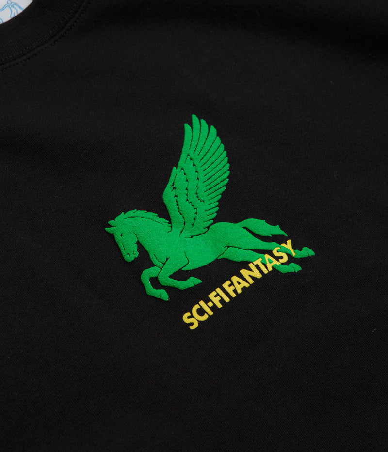 Sci-Fi Fantasy Pegasus Crewneck Sweatshirt in Black