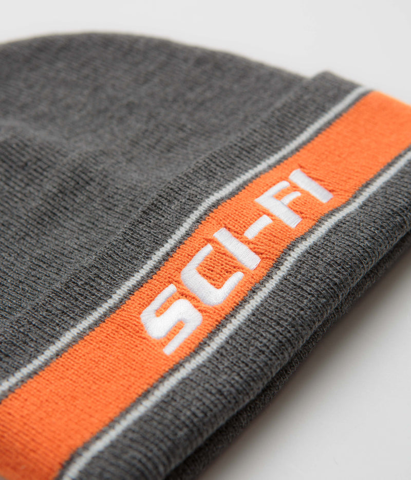 Sci-Fi Fantasy Striped Logo Beanie in Heather