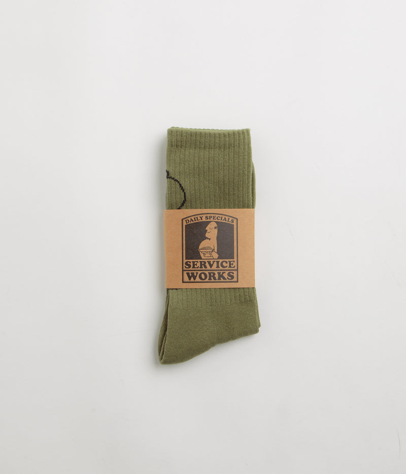 Service Works Salt + Pepper Socks in Olive